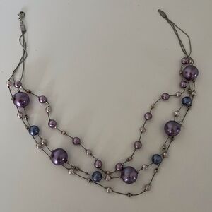 Elegant Purple and Silver Beaded Necklace